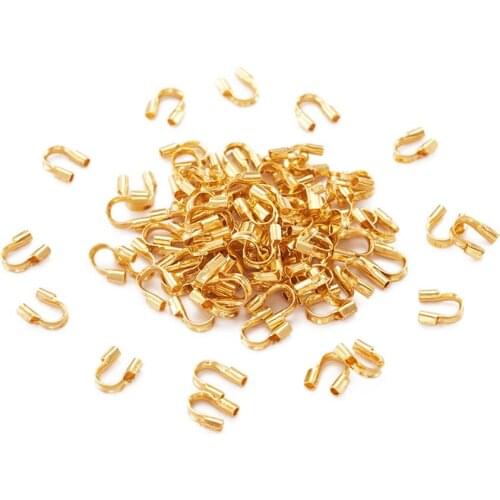 100pcs Wire Protectors Wire Guard Guardian Protectors loops U Shape Accessories Clasps Connector For Jewelry Making 5x4x1mm