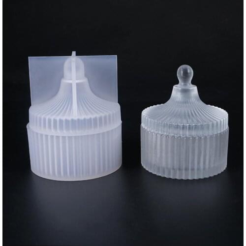 DIY Crystal Epoxy Mold Fashion Jewelry Storage Box Silicone Mold Round Cosmetics Storage Box With Lid