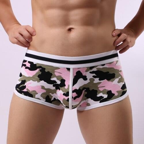 Sexy Men Underwear Cotton Boxers Shorts homme Camouflage Mid-rised U Convex Pouch Underpants Cuecas calzoncillos Marcas S-XL