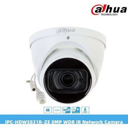 Dahua IPC-HDW5831R-ZE 8MP WDR IR Eyeball Network Camera PoE H.265&H.264 2.7mm-12mm Motorized Lens Built-in Mic