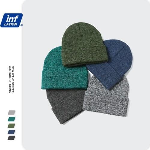 INFLATION Unisex Wool Knitted Beanies Hat 2020 Stylish Winter Warm Knitted Skullcaps Men Melon Cap 278CI2020