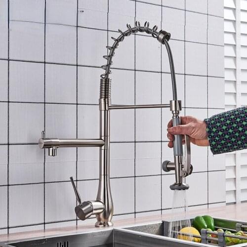Luxury High Section Pull Down Kitchen Faucet Hands-Free Sprinkler Bathroom Kitchen Faucet With Spring Kitchen Tap Sink Mixer