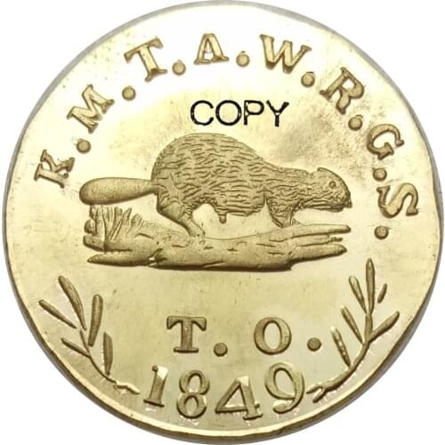 United States 1849 Oregon Exchange Company Five Dollar Gold Territorial Coin Brass Metal Copy Coins