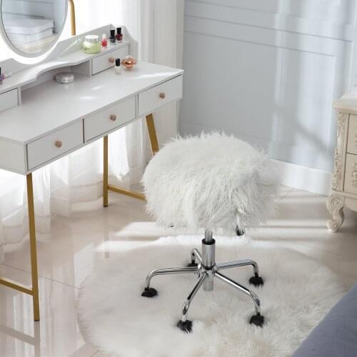 Faux Fur Stool In White Bedroom Stool Makeup Soft Stool Drop Shipping