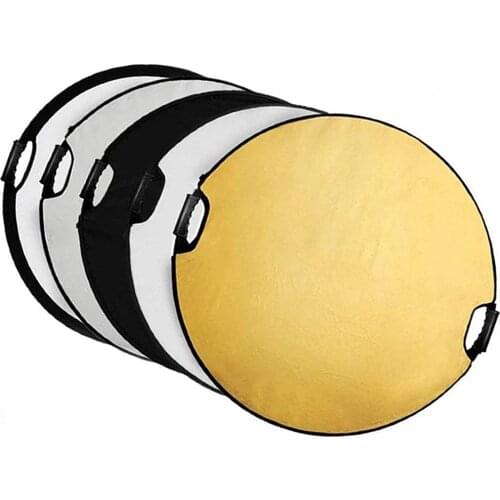 Lightdow 43 Inch 110CM 5 in 1 Round Portable Collapsible Multi Disc Light Photographic Lighting Reflector with Handle Bar