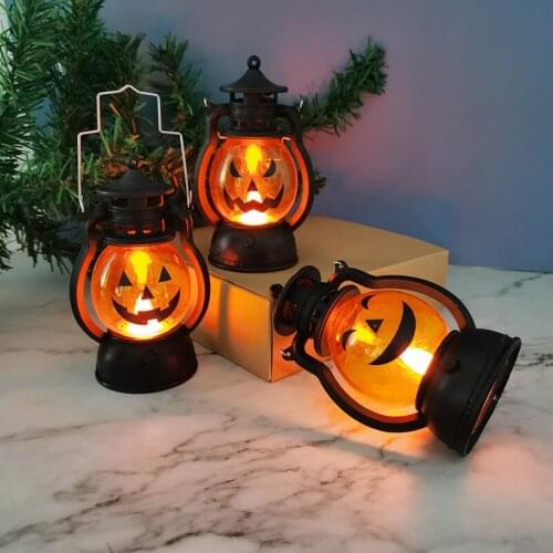 Halloween Decoration Creative Pumpkin Led Light Portable Handle Pony Lantern Lamp Creative Holiday Bar Party Prop