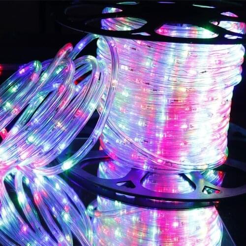 110V Neon Rope Light LED Strip 36LED/M Rainbow Tube Flexible Round Tow Wire LED Light RGB Strip Waterproof Outdoor Decorative