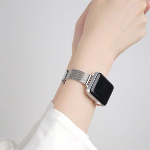 Slim Watchband for Apple Watch Band 40mm 44mm Women Girls Stainless Steel Mesh Strap for iWatch SE Series 6/5/4/3/2/1 38mm 42mm