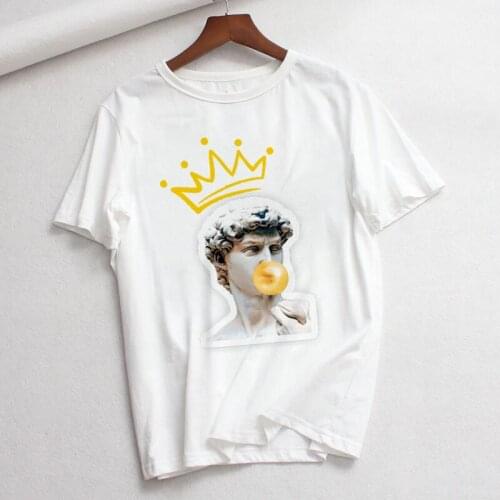 Spoof David Michelangelo With crown Fashion womens Tshirt Harajuku new summer tee casual short-sleeved Oversized T shirt female