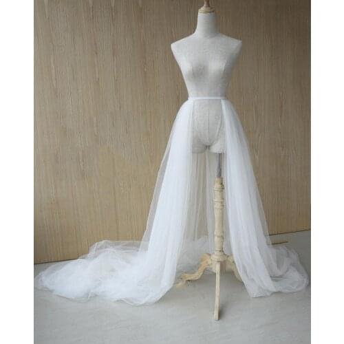 Real Image White Bridal Tulle Detachable Train 200CM Long Tulle Over Skirts Women Summer Tulle Wrap Skirts Custom Made