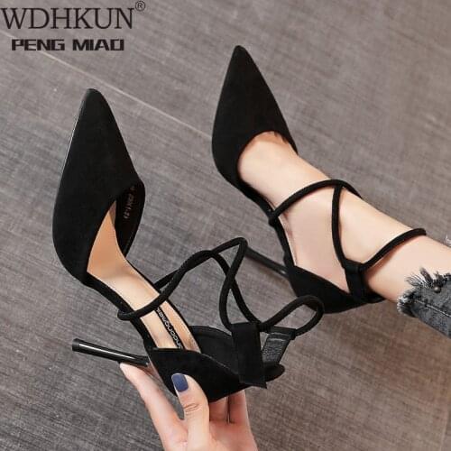 Four Seasons Womens Suede High Heels 9cm2021 New Pointed Stiletto Fashion Sexy Black Wedding Shoes Nude Bridal Shoes
