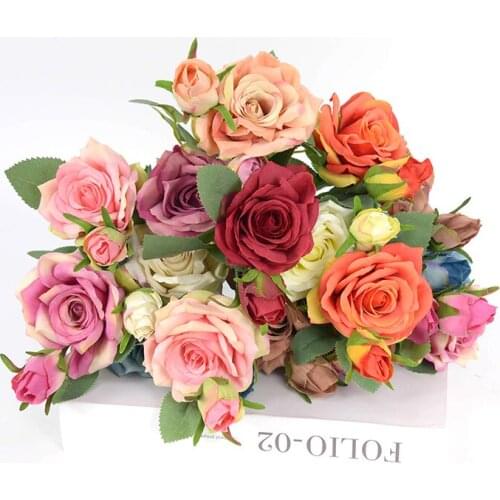 1pc Artificial Rose Fake Flowers Home Garden Decor Artificial Silk Rose Flowers Wedding Bride Holding Flowers Rosas Artificiales
