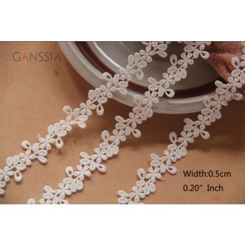 1YARD Width:0.5cm Water-Soluble Flower Lace Trim Ivory White for Embroidered Ribbon/Wedding Dress Sewing Accessories(ss-2333)