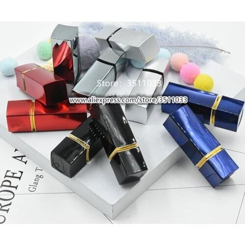 12.1mm Black Silver Classical Lip Balm Bottle Empty Square Blue Plastic Lipstick Tube Elegant White Red Lip Rouge Container 3.5g