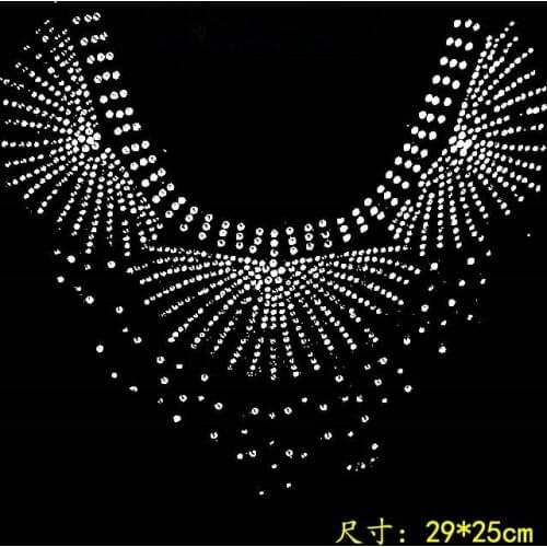 2pcs/lot Sweat neckline hot fix rhinestone rhinestone iron on transfers designs strass iron design stone hot fix patches