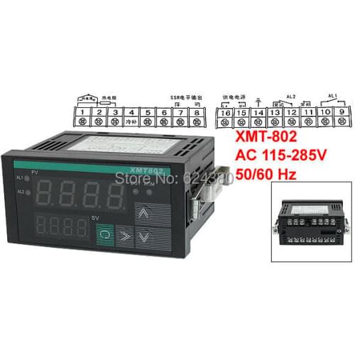AC 115-285V S R P K N E J T Thermocouple SSR Relay PV SV PID Digital Intellective Temperature Controller Control Meter XMT-802