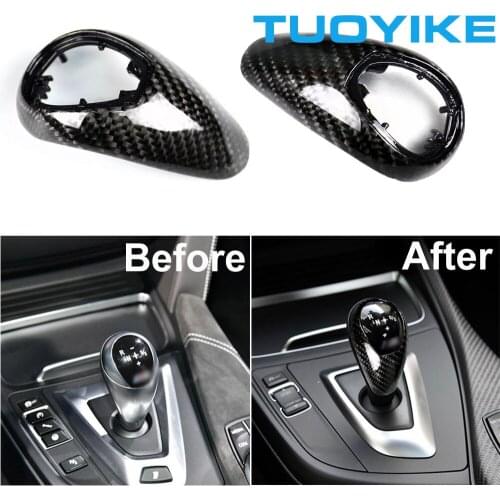 Car Styling Real Carbon Fiber Gear Shift Knob Cover Control Handle For BMW M2 F87 M3 F80 M4 F82 M5 F83 F10 F85 X5M X6M F86 F12