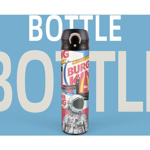 Water Bottle Stainless Steel Thermos Cup Portable Spring Caps Large Capacity Water Bottles Cartoon Astronaut Lovers Gift Cup