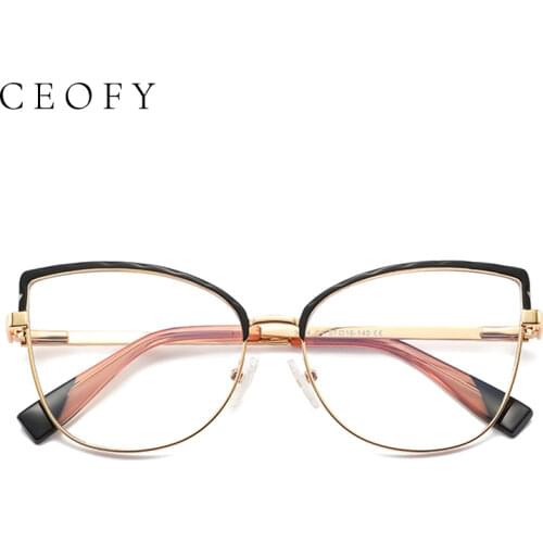 CEOFY Women Cat Eye Clip On Glasses Optical Glasses Polarized Sunglasses Women Magnetism Stylish Classic Eyewear Eyeglasses