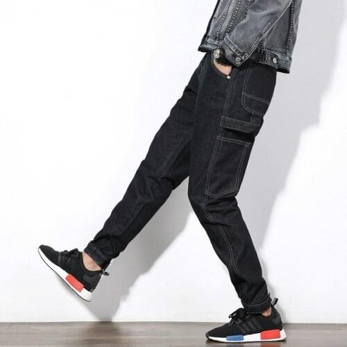 Mens Clothing New Men Straight Fleece Jeans High Quality Famous Men Brand Jeans Multi Pocket Jeans Warm Denim Biker Jean Pants