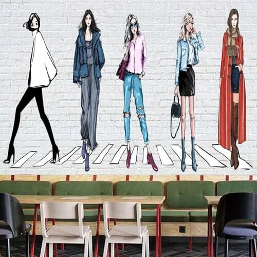 Custom Any Size Mural Wallpaper Retro Hand Painted Beauty Clothing Store Tooling Background Wall Self-Adhesive Waterproof Decor