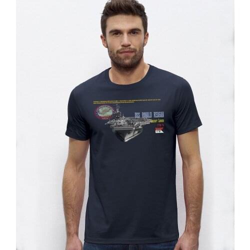 USS CVN-76 Ronald Reagan Aircraft Carrier T-Shirt. Summer Cotton Short Sleeve O-Neck Mens T Shirt New S-3XL