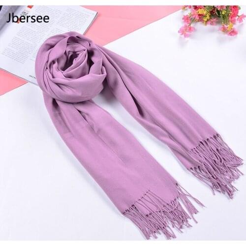 Jbersee Fashion Autumn Winter Cashmere Scarf Women High Quality Solid Shawl Scarf Women Pashmina Brand Scarf WN031