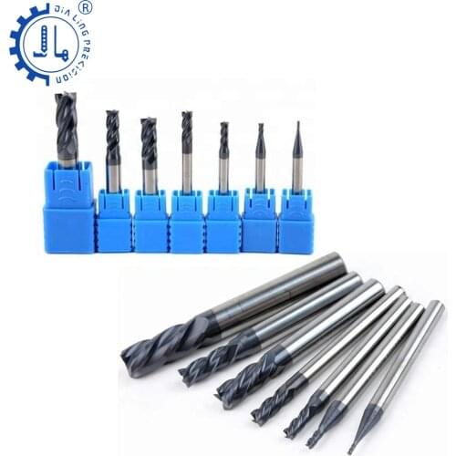 JIALING 1PC HRC 55° FOUR SPIRL FLUTE BITS 4mm 6mm 8mm cnc milling cutter soild carbide end mill