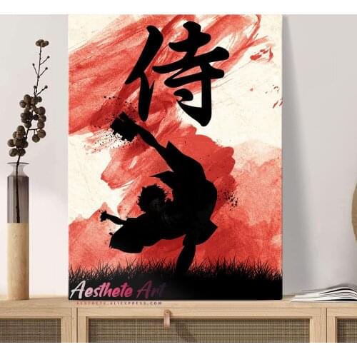 Red Mugen Samurai Champloo Anime Home Decor High Quality Canvas Painting Wall Pictures Living Room Decoration Art Posters Prints