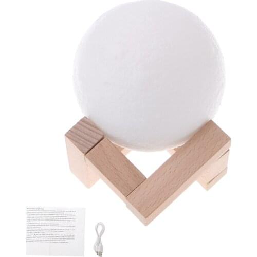 12cm 3D Printing Moon Lamp 2 Color Changing Touching Sensor USB LED Desk Lamp 62KD
