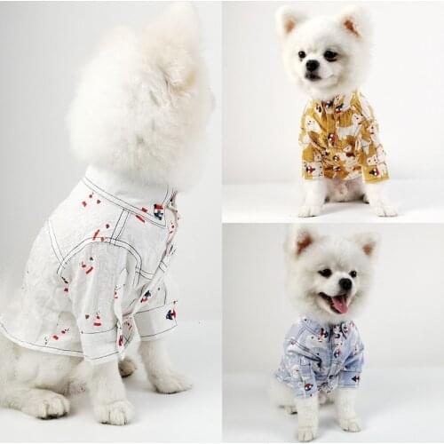 Summer Hawaiian Pet Dog Clothes for Small Dogs Cute Dog Tshirt Puppy Cat Clothing Chihuahua Pug Shirts Cotton Pets T shirt Vest