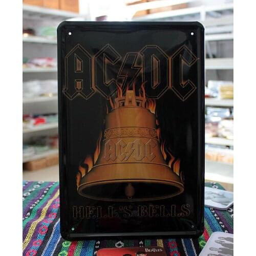 50pcs/lot Metal Sign shabby chic Better Sale AC&DC Band Hells Bells Black Decor Metal Tin Sign Wall Home Poster C-27
