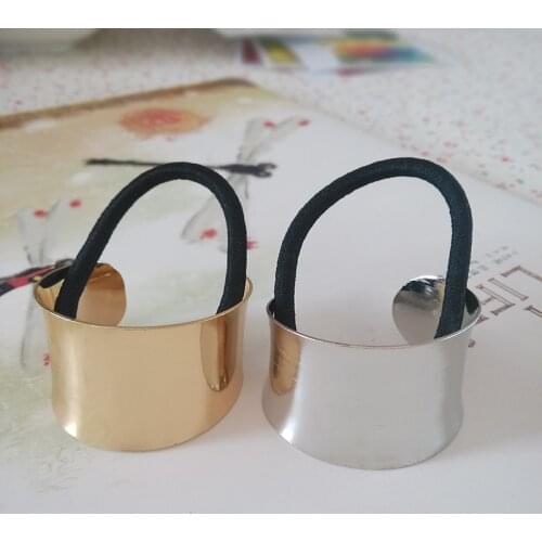 Metal Hair Ring Ponytail Rope Gold Silver Color Hair Clip Elastic Hair Band For Women Fashion Jewelry Headwear Accessories FSN65