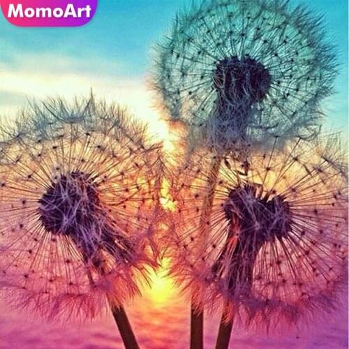 MomoArt Full Square Diamond Embroidery Dandelion 5D DIY Diamond Painting Flower Diamond Mosaic Full Layout Wall Decor
