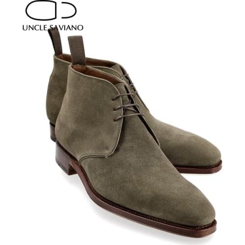 Uncle Saviano Ankle Suede Handmade Winter Fashion Mens Boots Shoes Add Velvet Work Basic Boots Designer High Top Shoes Men