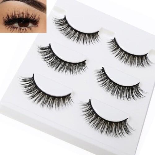 1/ 3 Pair Natural False Eyelashes Fake Lashes Long Thick Eye Makeup 3D Mink Lashes Extension Mink Eyelash for Beauty Makeup Tool