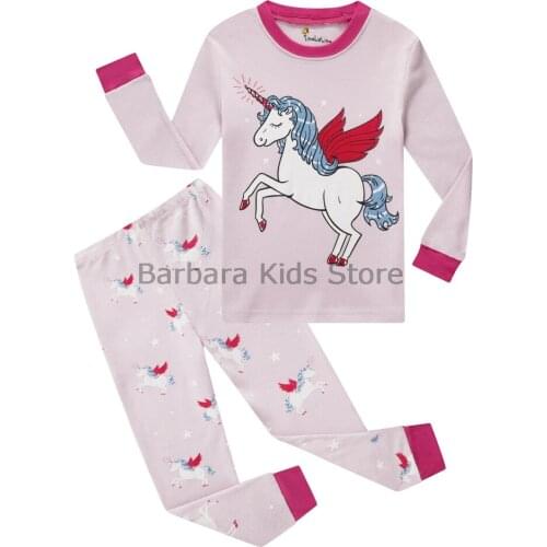 Unicorn Girls Pajamas Autumn Winter Long sleeve Childrens Clothing Sleepwear Cotton Boys Pyjamas Sets For Kids 2 4 6 7 8 Years
