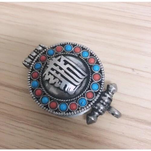 PN163 Vintage Tibetan Silver Buddhism Mantra Colorful Beads Prayer Box Gau Amulet Pendant Necklace Handmade Nepalese Jewelry