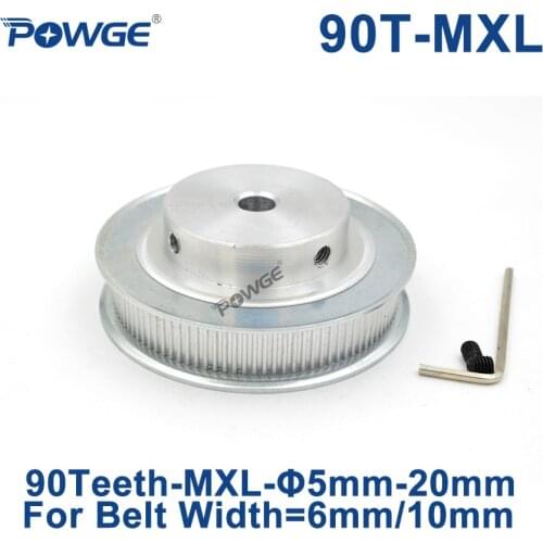 POWGE Inch Trapezoid 90 Teeth MXL Timing pulley Bore 8/10/12mm for width 6mm 10mm MXL Synchronous Belt Gear Wheel 90teeth 90T