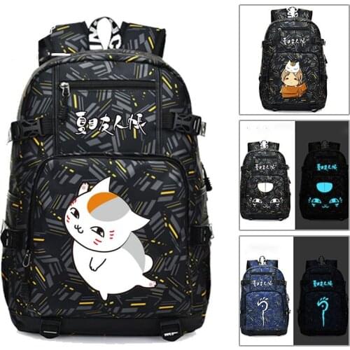 Natsume Yuujinchou Cat Neko Backpack Fashion Laptop Travel Backpack with USB port students Book School Bag