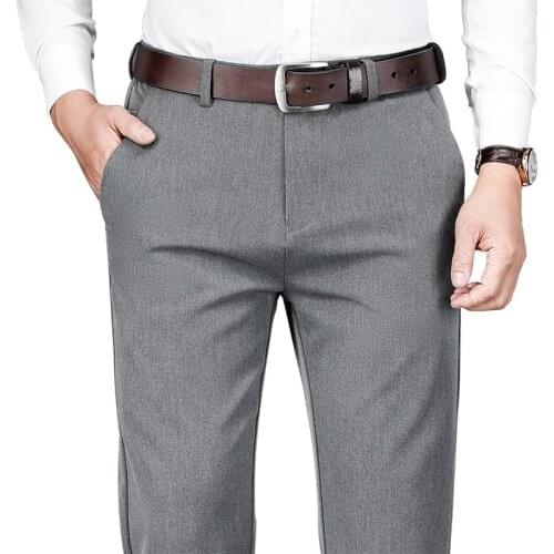 Gray Straight Formal Men Pants Trousers Autumn Business Suit Pants Clothing Business Male Trousers