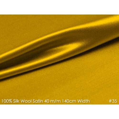 SILK WOOL SATIN 140cm width 40mm/28%Silk+72%Wool Satin Fabric for Party Dresses Fabrics Royal Yellow