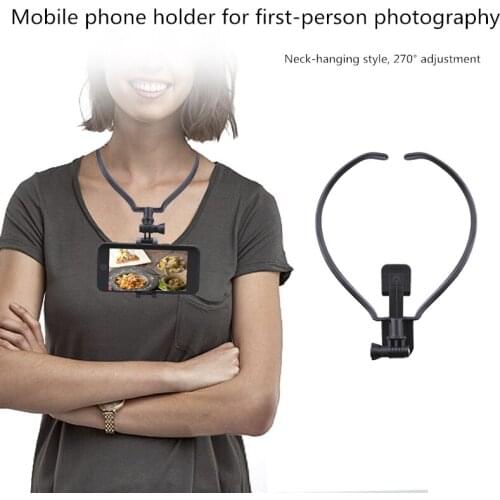 Neck hanging self timer mobile phone bracket for first viewing angle 270 degree adjustment to any angle you like