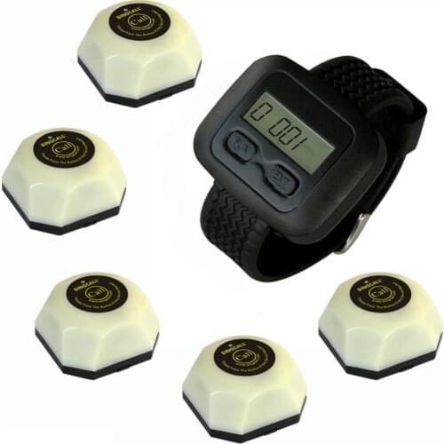 SINGCALL Service Systems, 5 Single Buttons APE560 and 1 Watch Receiver APE6600