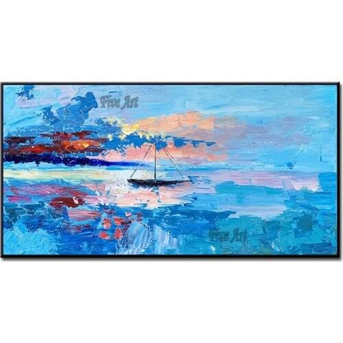 Modern Art Paintings Home Wall Decoration Piece Abstract Texture Handmade Boat Oil Painting Wall Canvas Picture Art Unframed