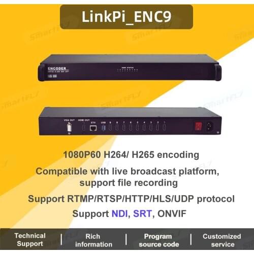 Link Pi ENC9 Hisilicon Hi3531DV100 HDMI /Encoder Decoder HD H.265+smartP AVBR/RTMP/ONVIF/HLS/ Live Broadcast YouTube, Facebook