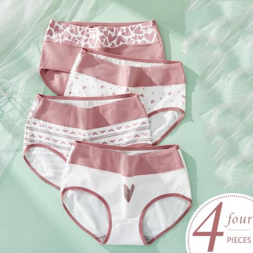 High Waist 4Pcs Women Panties Cotton Body Shaper Cute Girls Briefs Fashion Underwear Breathable Female Lingerie Plus Size 5XL