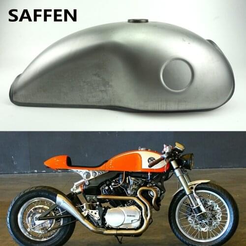 10L / 2.6Gal Bare Steel Cafe Racer Gas Tank Universal Fuel Tank with Thick Iron Cap Petcock for YAMAHA HONDA KAWASAKI
