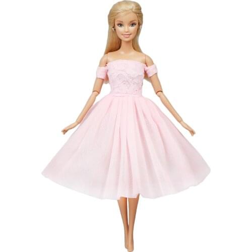 High Quality Doll Dress Bridal Wedding Party Dating Wear Sexy Pink Lace Short Gown Skirt Clothes for Barbie Doll Accessories Toy
