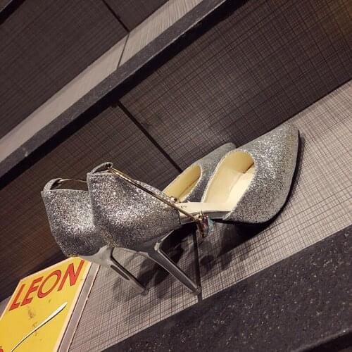 Women fashion comfortable sweet pearl black high heel shoes lady cute pointed toe buckle clip high heel pumps Chaussure U22-40